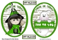 Two Halloween toppers of a witch and a ghost (green)