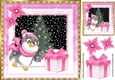 Cute owl in pink with christmas tree 8x8