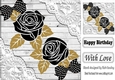 pretty ornate black roses with gold leaves and lace card fronts 8x8