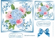 Pretty pastel flowers in ornate leaf 7x7 frame (blue)