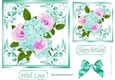 Pretty pastel flowers in ornate leaf 7x7 frame (turq)