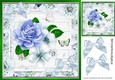 Pretty floral frame with  pastel blue flowers &  bows 8x8