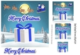 santa flying, with a big christmas present 7x7 (blue)