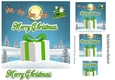 santa flying, with a big christmas present 7x7 (green)
