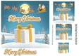 santa flying, with a big christmas present 7x7 (gold)