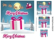 santa flying, with a big christmas present in the snow 7x7 (cerise)