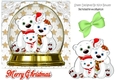 Snow globe with family of polar bears with gold stars 7x7