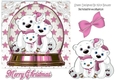 Snow globe with family of polar bears with pink stars 7x7