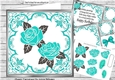 Pretty Painted Turq Roses In Ornate Scroll 8x8 Frame Mini Kit