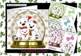 4 lovely Snow globes with family of polar bears card fronts 7x7 mini kit