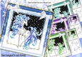 4 fantasy unicorns in snow frames card fronts with bows 8x8 mini kit (1)