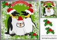 Family of penguins in santa hats with holly 8x8 (green)
