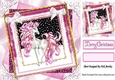 Pink fantasy unicorn in glitter stacked christmas frame 8x8