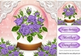 Pretty purple roses in glass dome with corner roses and lace 8x8