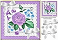 Pretty purple flower arrangement in polkadot and lace frame 8x8