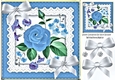 Pretty blue flower arrangement in polkadot and lace frame 8x8