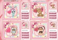 4 Cute animals with balloons and pink bows in polkadot frames 8x8 mini kit
