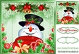 Lovely green Christmas with fern 8x8 card front with a jolly snowman
