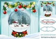 Lovely turq Christmas with fern 8x8 card front with snow globe