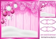 Lovely cerise Christmas with fern 8x8 card front/insert, with snow/baubles