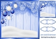 Lovely blue Christmas with fern 8x8 card front/insert, with snow/baubles