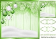 Lovely lime green Christmas with fern 8x8 card front/insert, with snow/baubles