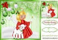 lime green Christmas with fern/snow/baubles/angel 8x8 card front