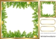 Lovely Green Holly and Baubles frame edged with gold card front/insert 8x8