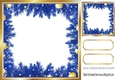 Lovely Blue Holly and Baubles frame edged with gold card front/insert 8x8