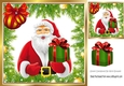Green Holly and Baubles frame edged with gold card front/santa 8x8