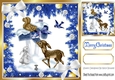 Lovely Blue Holly and Baubles frame edged with gold card front animals