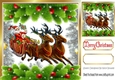 silver Holly and Baubles frame edged with gold card front 8x8/ santa flying