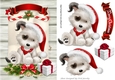 Cute white puppy in santa hat on a scroll A5