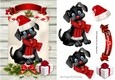Cute black puppy in santa hat on a scroll A5