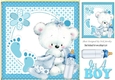 White Bear with blue blanket, footsteps/bottle 8x8