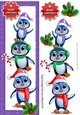Cute playful penguins with holly tall DL Card (purple)