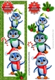 Cute playful penguins with holly tall DL Card (green)