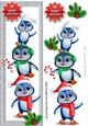Cute playful penguins with holly tall DL Card (silver)