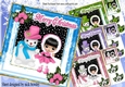 4 Cute girls with snowman in the snow card fronts 8x8 mini kit