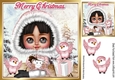 cute girl with her choc dressed for winter with pink birds 8x8