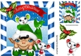 santas elf in green with cheeky mice 8x8