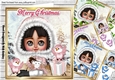 4 cute girls with her choc dressed for winter with birds card fronts 8x8 mini kit
