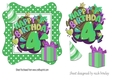4th Birthday in funky green polkadot frame with present