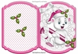 Cute polar bear with candy, in pink star cut and fold bracket card