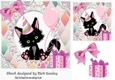 Cute black kitty in rainbow diamond frame 7x7