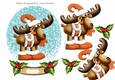 Toony Reindeer in orange in holly and berry 8x8 frame