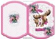 Toony Reindeer with pink bows bracket card