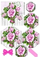 pretty pink roses, on wood panel and lace bracket pyramids with butterflies