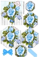pretty blue roses, on wood panel and lace bracket pyramids with butterflies