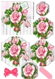 roses pink, on wood panel and lace bracket pyramids with butterflies